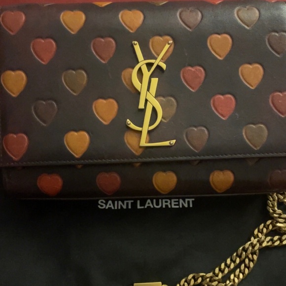 Small Kate YSL Monogram Heart-Embossed Leather Chain Bag - Picture 1 of 6